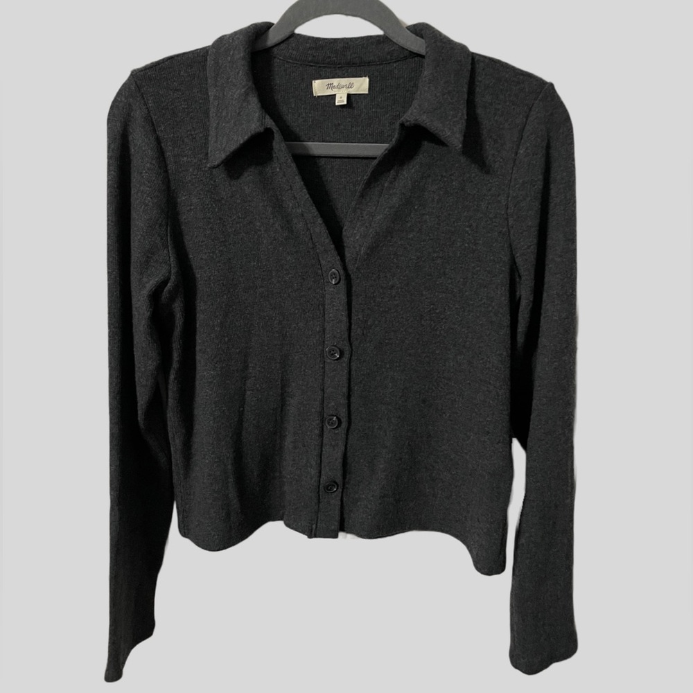 Madewell gray button-up cardigan sweater—size small